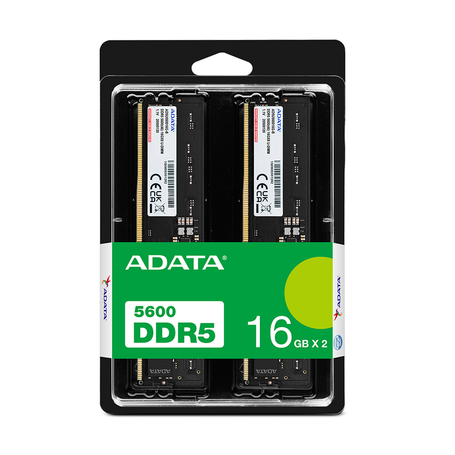 ADATA DDR5 U-DIMM 5600MHz 46-SINGLE TRAY NON HEAT SINK PREMIER BLACK | 16GB | AD5U560016G-S