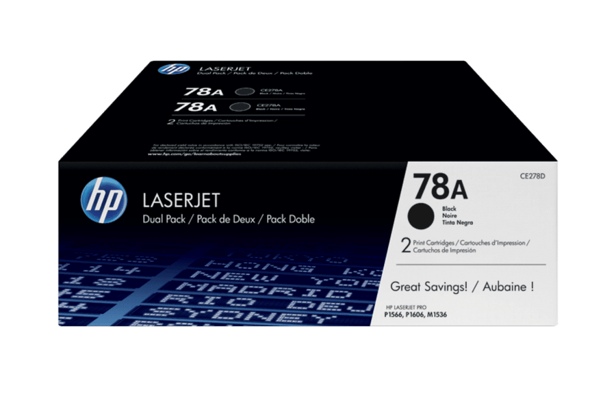 HP 78A 2-pack Black Original LaserJet Toner Cartridges (CE278AF)