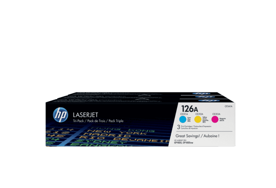 HP 126A 3-pack Cyan/Magenta/Yellow Original LaserJet Toner Cartridges (CF341A)
