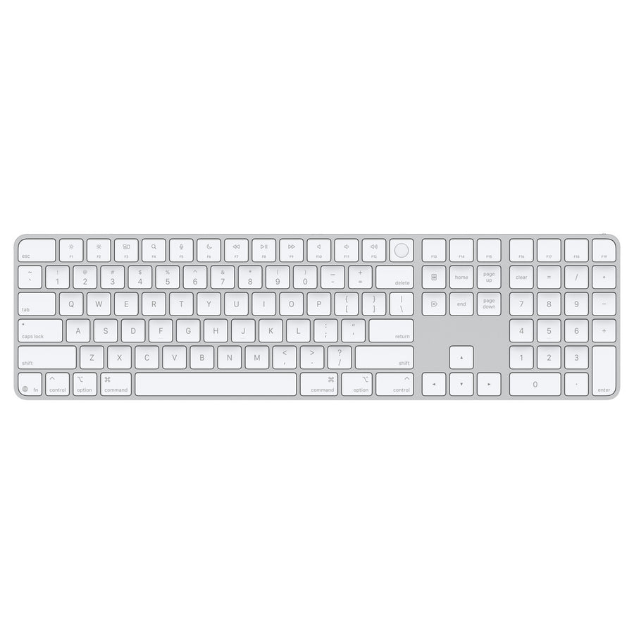 Apple Magic Keyboard | Touch ID | Numeric Keypad | Wireless | Rechargeable | Bluetooth | White | 1-Year Apple Warranty