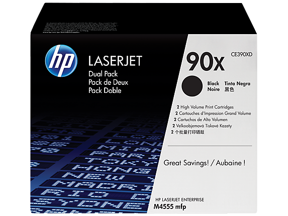 HP 90X 2-pack High Yield Black Original LaserJet Toner Cartridges (CE390XD)