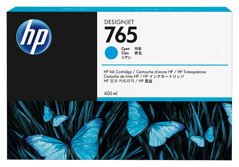 HP 765 400-ml Cyan DesignJet Ink Cartridge (F9J52A)