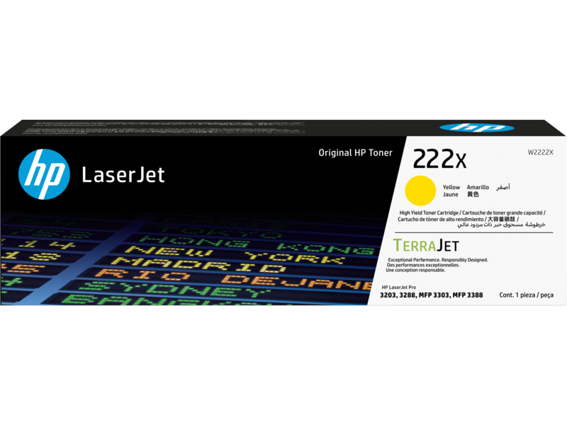HP 222X High Yield Yellow Original LaserJet Toner Cartridge (W2222X)