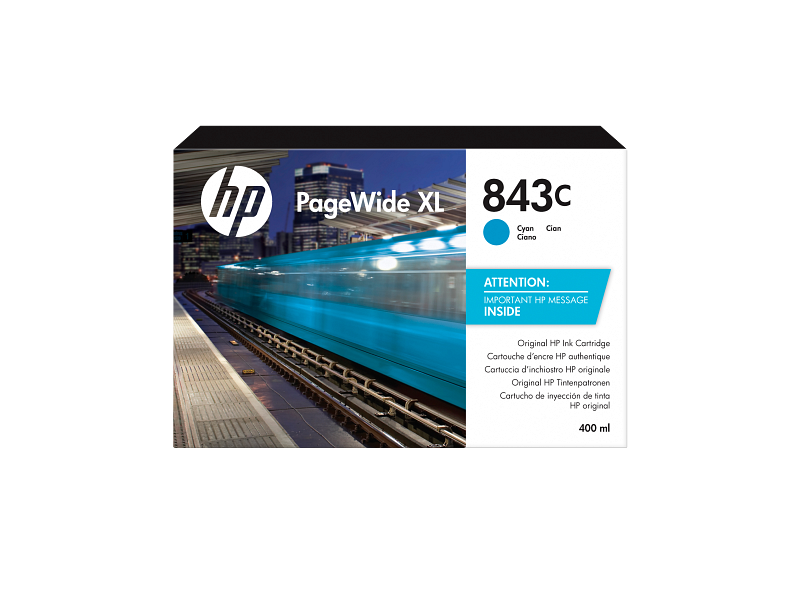HP 843C 400-ml Cyan PageWide XL Ink Cartridge (C1Q66A)