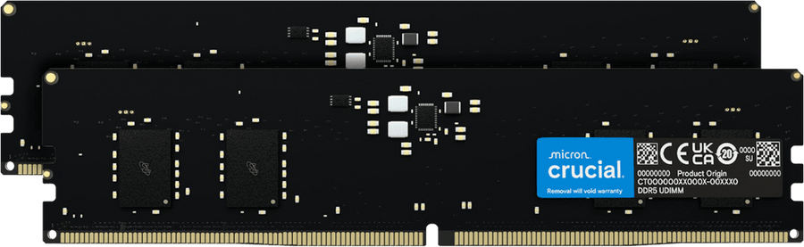 Crucial DDR5-4800 UDIMM CL40 (16Gbit) | 32GB | CT32G48C40U5