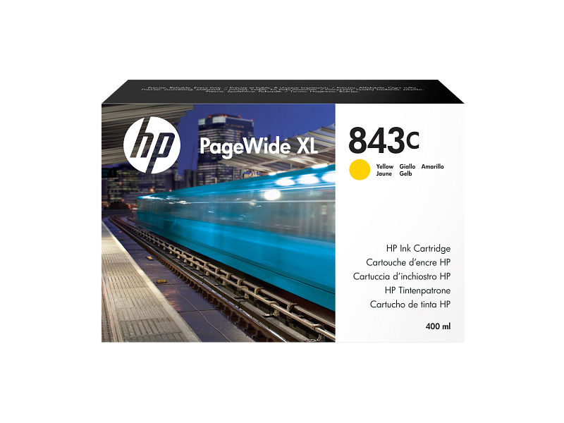 HP 843C 400-ml Yellow PageWide XL Ink Cartridge (C1Q68A)