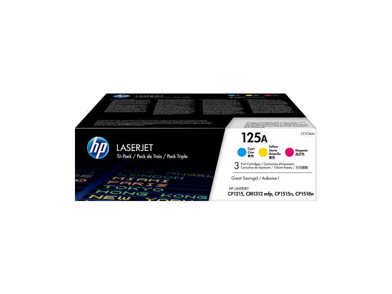HP 125A 3-pack Cyan/Magenta/Yellow Original LaserJet Toner Cartridges (CF373AM)