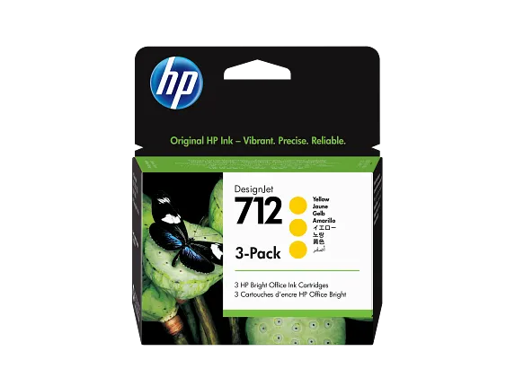 HP 712 3-pack 29-ml Yellow DesignJet Ink Cartridge (3ED79A)