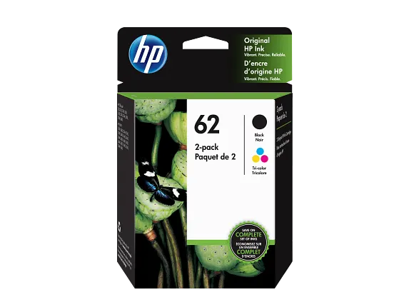 HP 62 2-pack Black/Tri-color Original Ink Cartridges (N9J71AE#301)