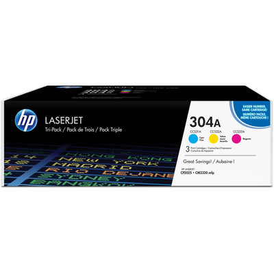 HP 304A 3-pack Cyan/Magenta/Yellow Original LaserJet Toner Cartridges (CF372AM)
