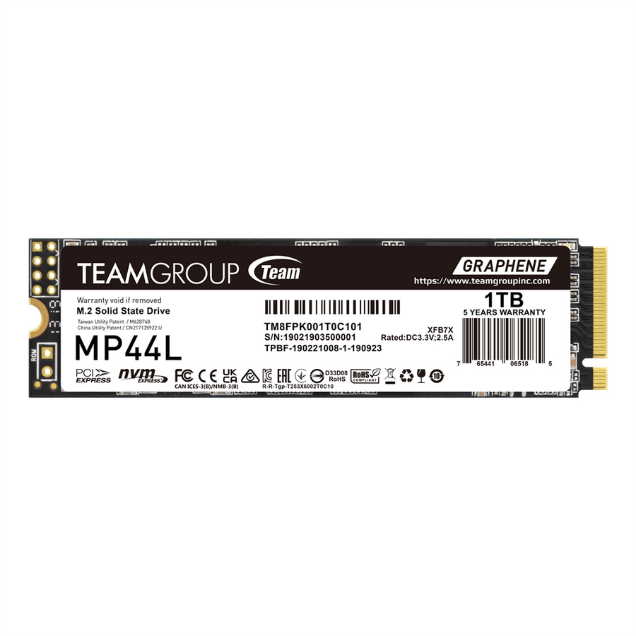 TEAM M.2-2280 PCI-E Gen4x4 MP44 1TB R/W Speed up to 7,400/6,500MB/s | TM8FPW001T0C101