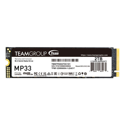 TEAM MP33 PCIe NVMe 2280 2 TB R/W speed up to 1800 / 1500 MB/s | TM8FP6002T0C101