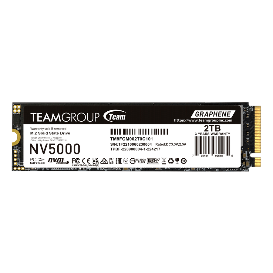 TEAMGROUP NV5000 2TB SLC Cache NVMe PCIe Gen4x4 M.2 2280 Laptop, Desktop SSD Read/Write Speed up to 5000 / 3000MB/s | TM8FGM002T0C101