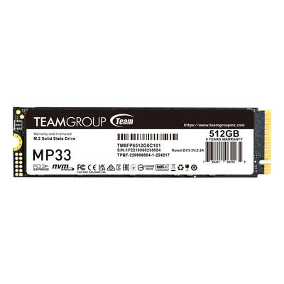 TEAM MP33 PCIe NVMe 2280 512GB R/W speed up to 1800 / 1500 MB/s | TM8FP6512G0C101