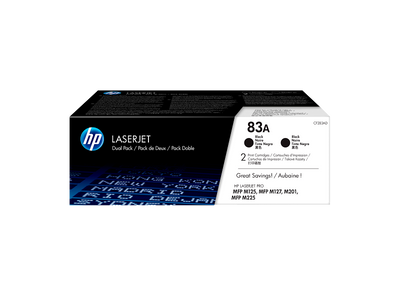 HP 83A 2-pack Black Original LaserJet Toner Cartridges (CF283AD)