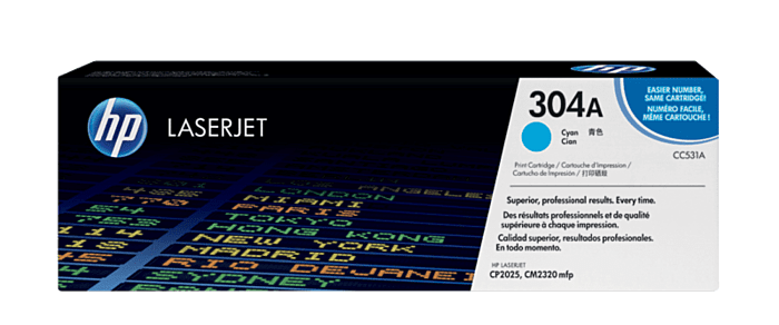 HP 304A Cyan Original LaserJet Toner Cartridge (CC531A)