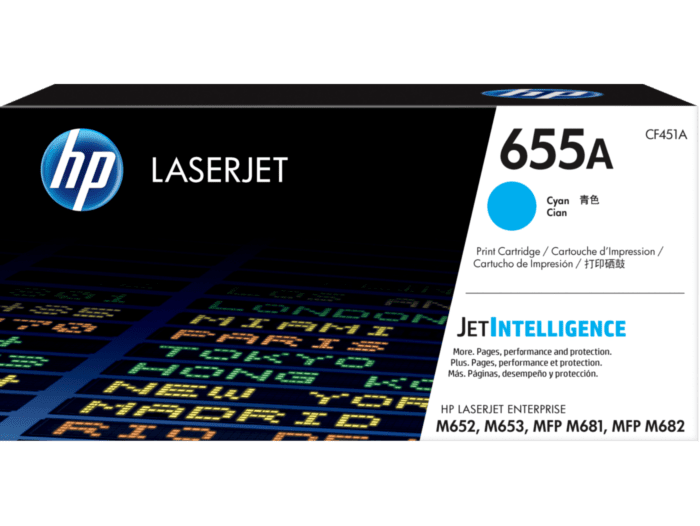 HP 655A Cyan Original LaserJet Toner Cartridge (CF451A)