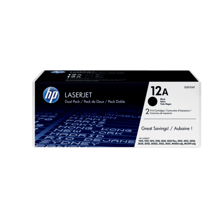 HP 12A 2-pack Black Original LaserJet Toner Cartridges (Q2612AF)