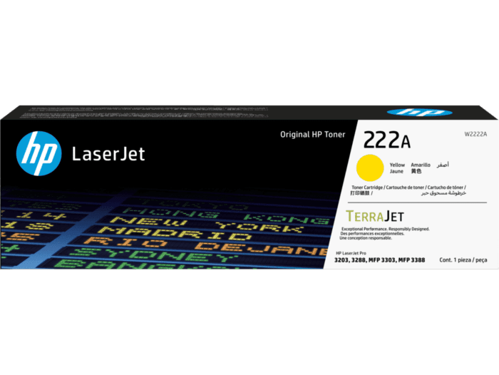 HP 222A Yellow Original LaserJet Toner Cartridge (W2222A)
