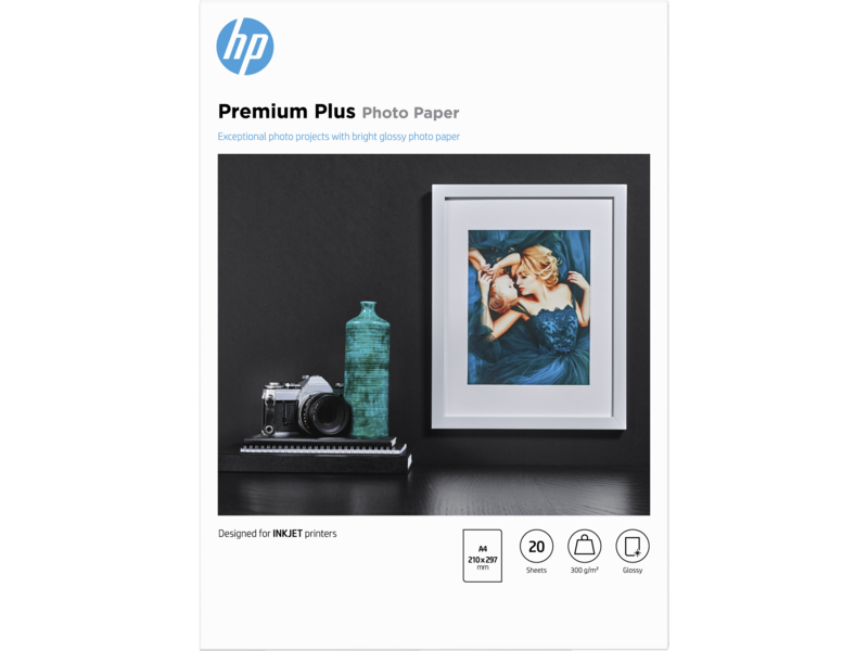 HP Premium Plus Semi-gloss Photo Paper-20 sht/A4/210 x 297 mm (CR673A)