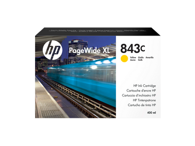 HP 843C 400-ml Yellow PageWide XL Ink Cartridge (C1Q68A)