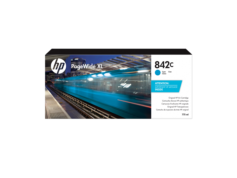 HP 842C 775-ml Cyan PageWide XL Ink Cartridge (C1Q54A)