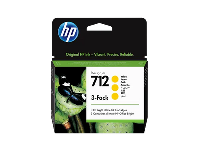 HP 712 3-pack 29-ml Yellow DesignJet Ink Cartridge (3ED79A)