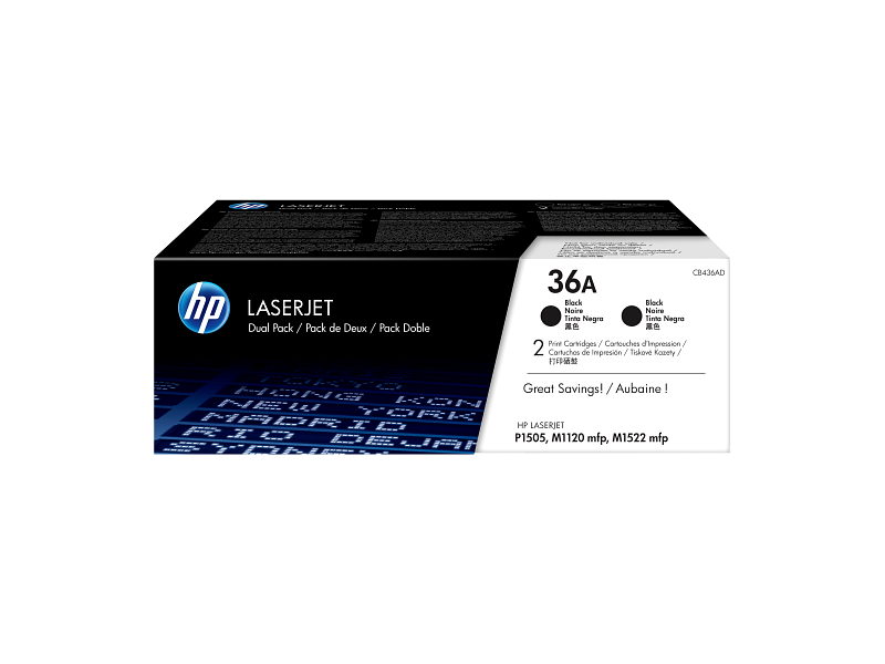 HP 36A 2-pack Black Original LaserJet Toner Cartridges (CB436AD)
