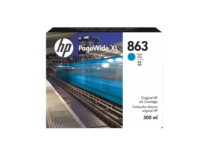 HP 863 500-ml Cyan PageWide XL Ink Cartridge (F9K40A)