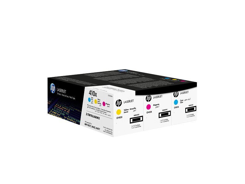 HP 410X 3-pack High Yield Cyan/Magenta/Yellow Original LaserJet Toner Cartridges (CF252XM)
