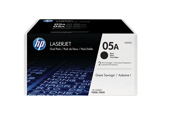 HP 05A 2-pack Black Original LaserJet Toner Cartridges (CE505D)